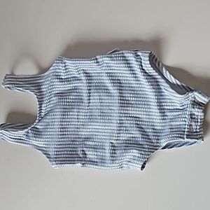 Old Navy Girls Blue & White Striped Ruffle Swimsuit 6-12M